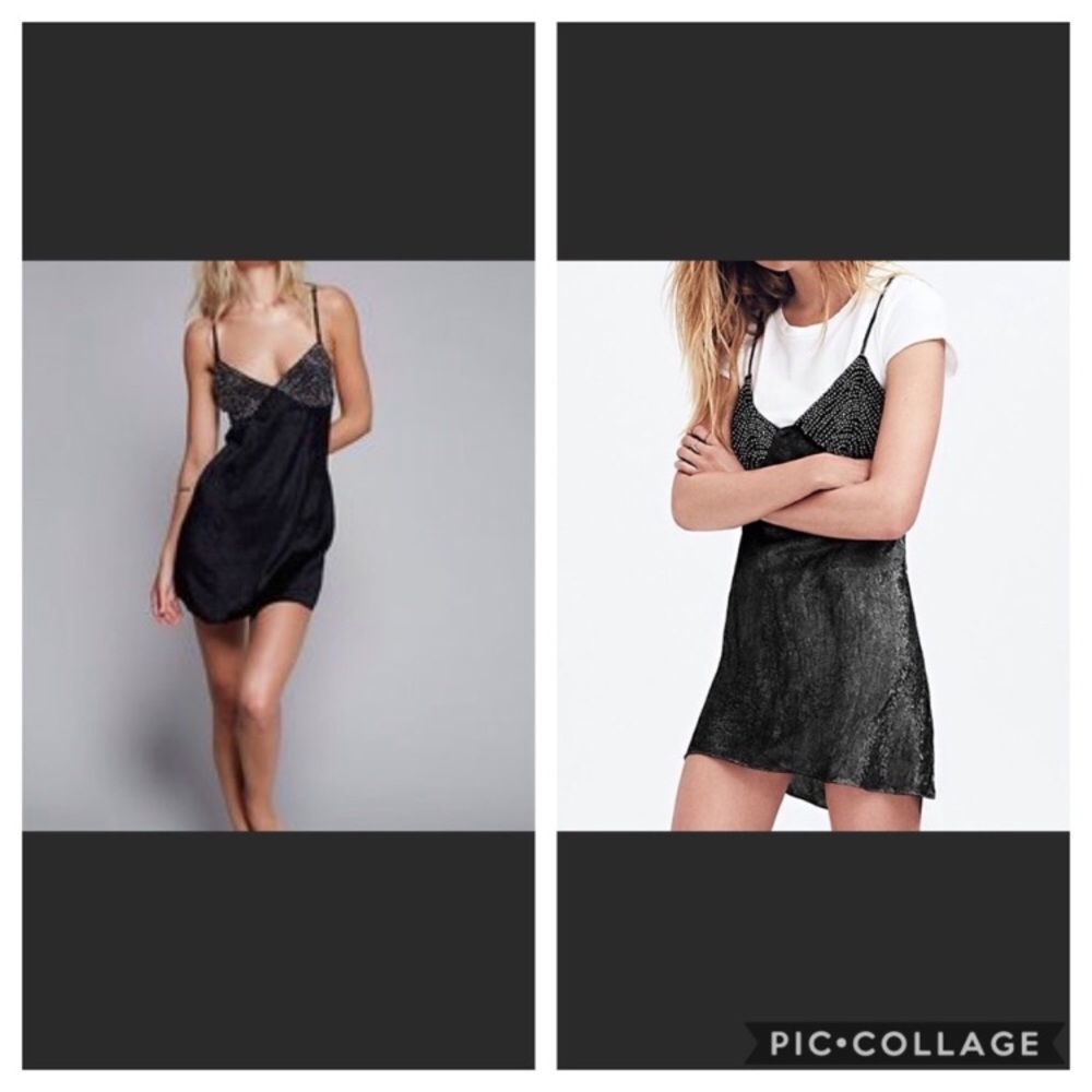 NWT Free People Black Shooting Star Slip Dress - Picture 3 of 11